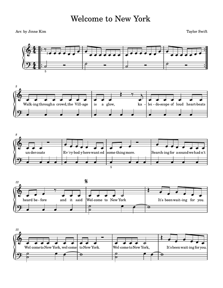 Welcome To New York Welcome To New York Easy Piano scores gallery preview page 1