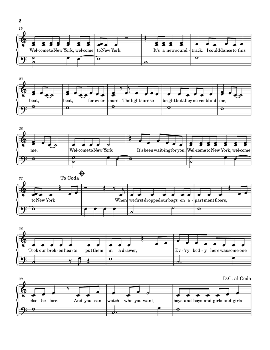 Welcome To New York Welcome To New York Easy Piano scores gallery preview page 2