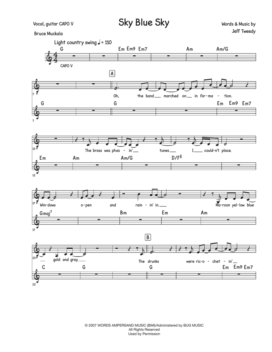 Sky Blue Sky Sky Blue Sky Acoustic Guitar scores gallery preview page 1