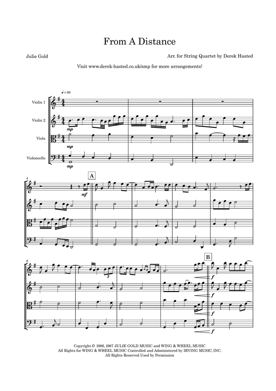 From A Distance String Quartet scores gallery preview page 4
