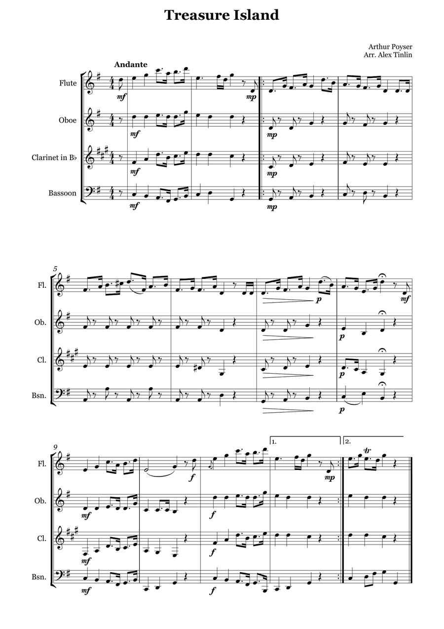 Treasure Island Treasure Island Woodwind Quartet scores gallery preview page 2