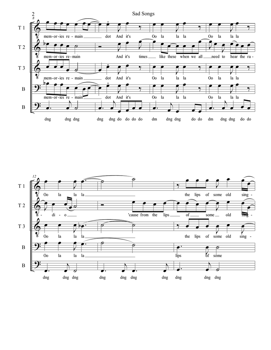 Sad Songs (Say So Much) Sad Songs (Say So Much) Choir scores gallery preview page 3
