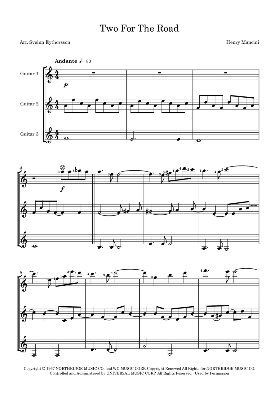 Two For The Road Two For The Road Guitar Ensemble scores gallery preview page 2