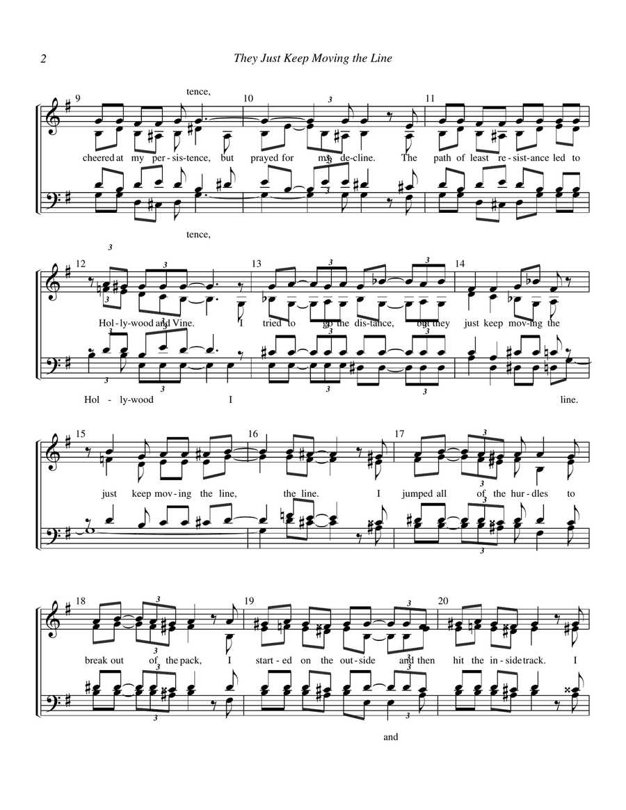 Medley: They Just Keep Moving The Line with Almost There 4-Part scores gallery preview page 2
