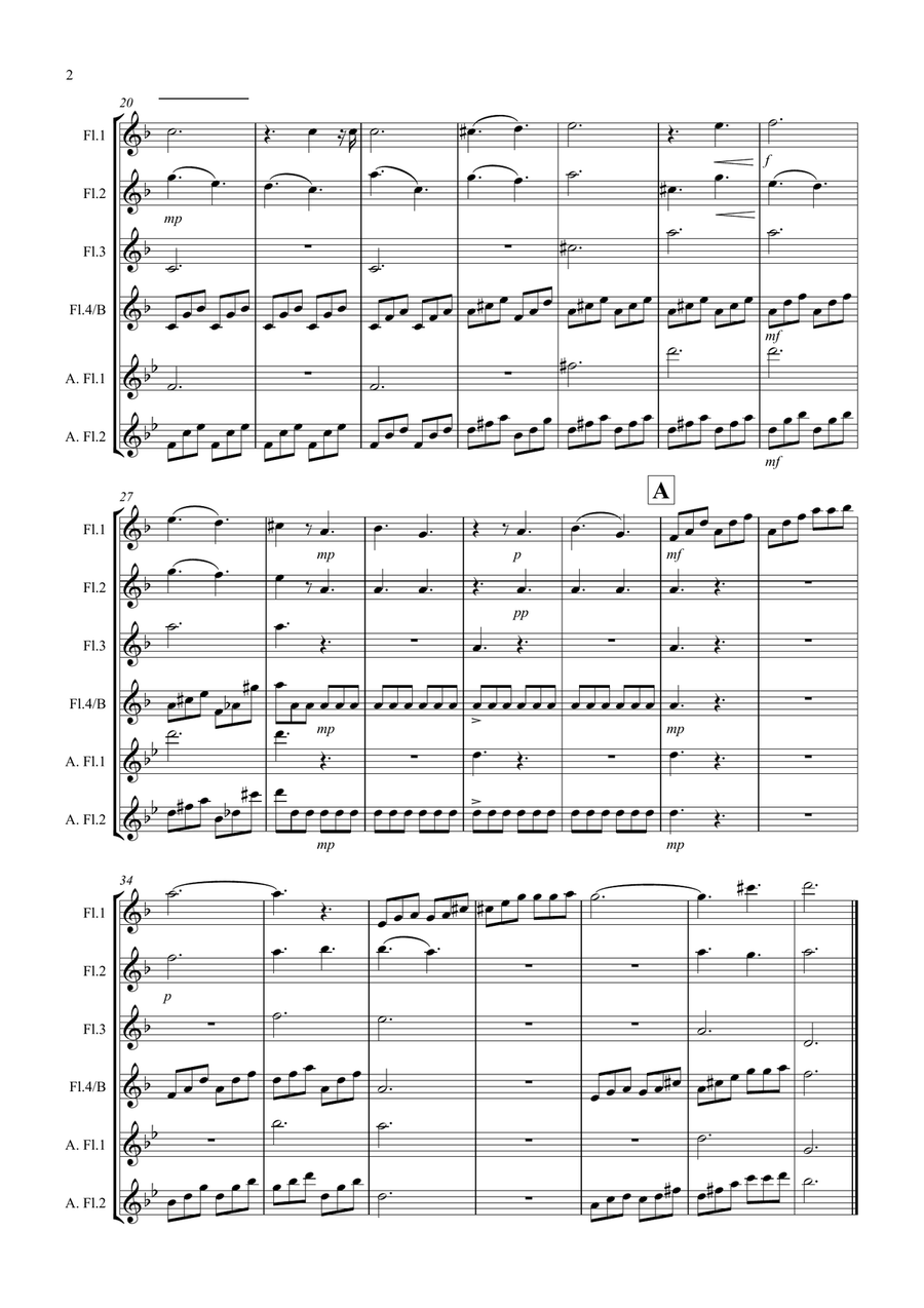 Moonlight Sonata for (1st movement) for Flute Quartet Flute Quartet scores gallery preview page 2