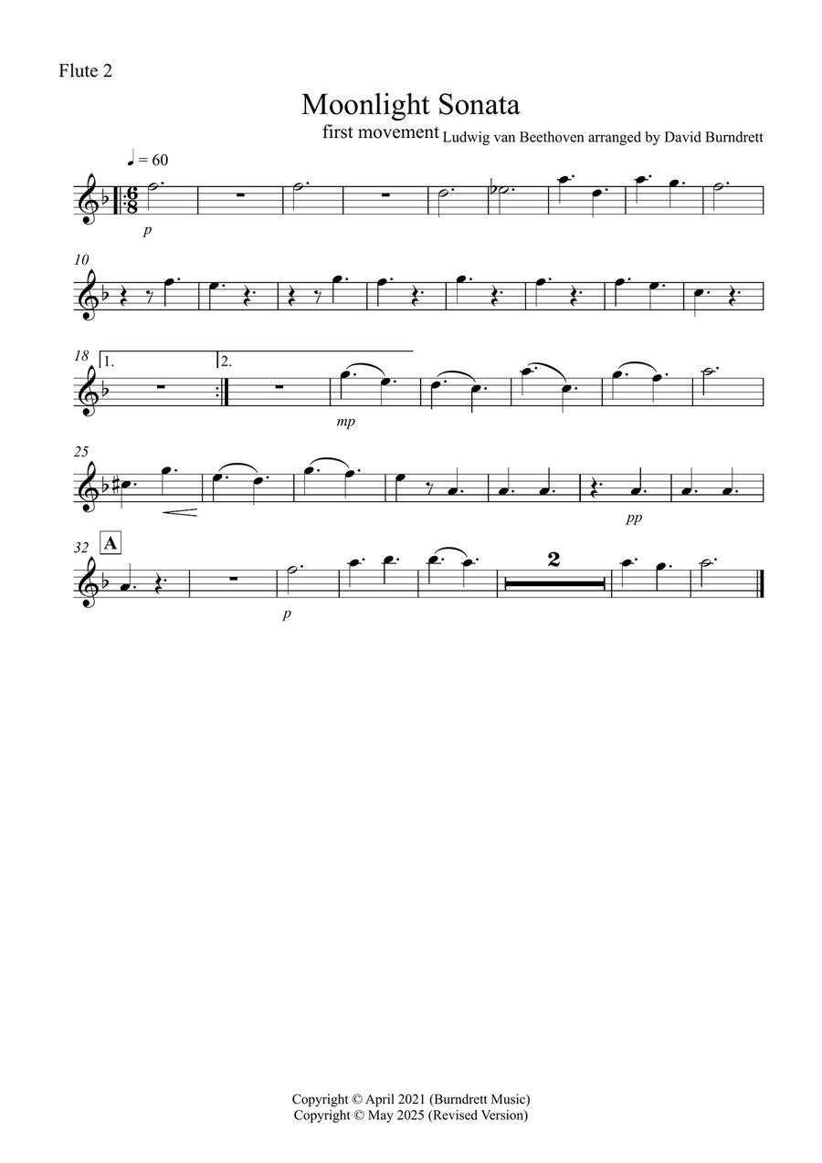 Moonlight Sonata for (1st movement) for Flute Quartet Flute Quartet scores gallery preview page 4