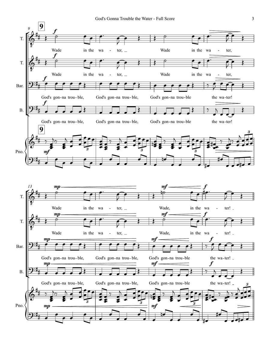 God's Gonna Trouble the Water - TTBB choir TTBB scores gallery preview page 3