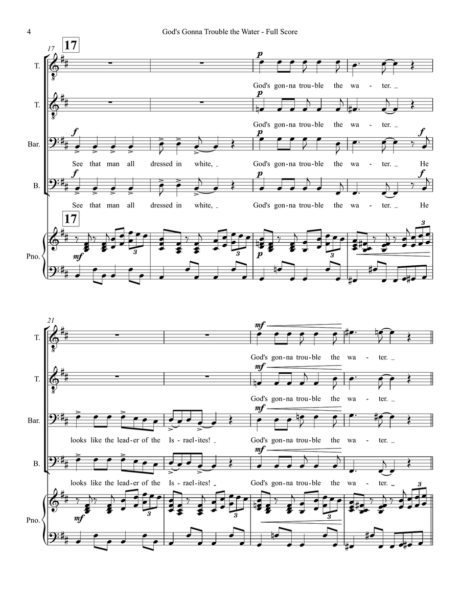 God's Gonna Trouble the Water - TTBB choir TTBB scores gallery preview page 4