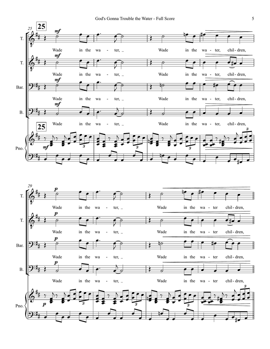God's Gonna Trouble the Water - TTBB choir TTBB scores gallery preview page 5