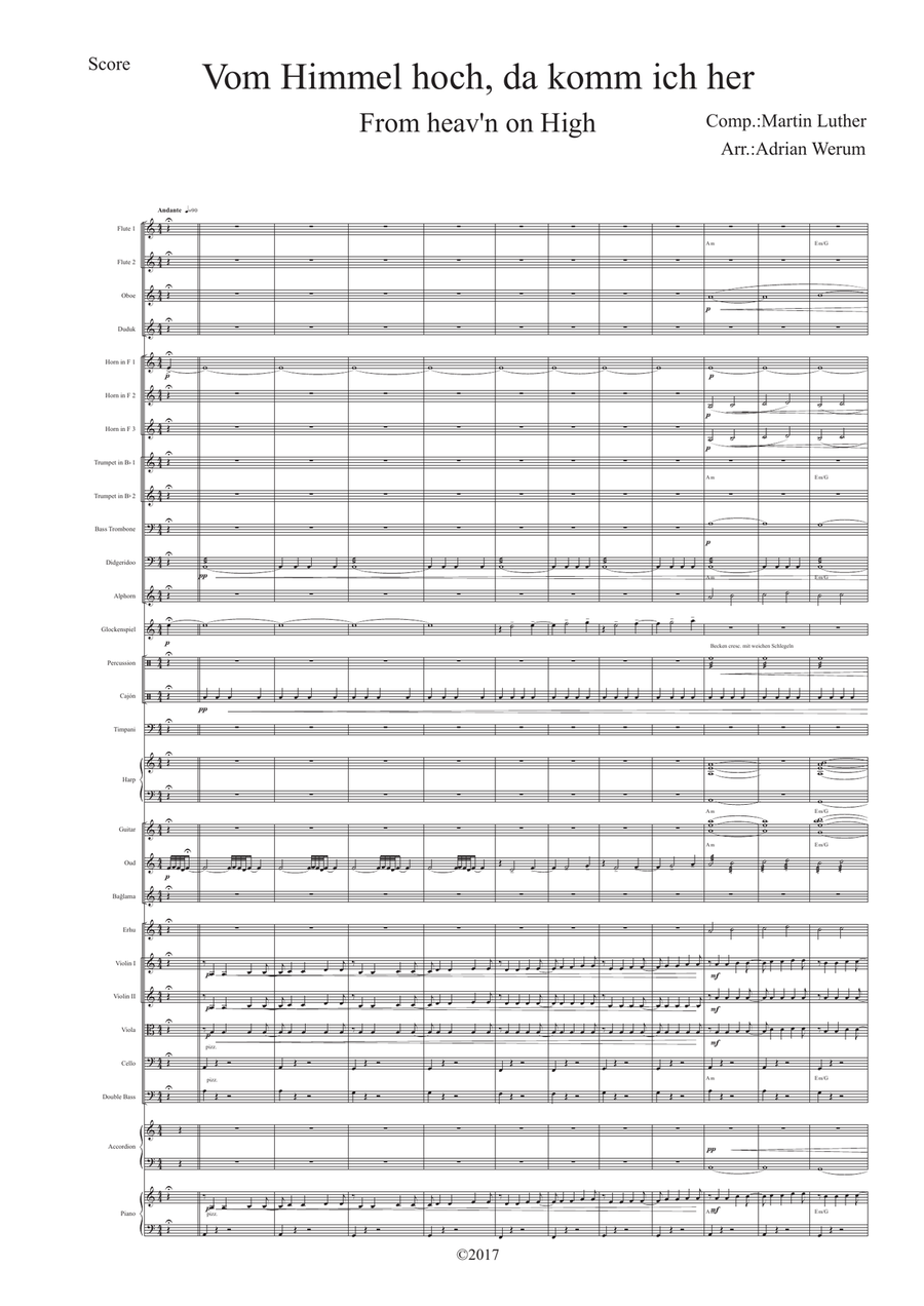 Vom Himmel Hoch ( From Heav'n on High ) Full Orchestra scores gallery preview page 1