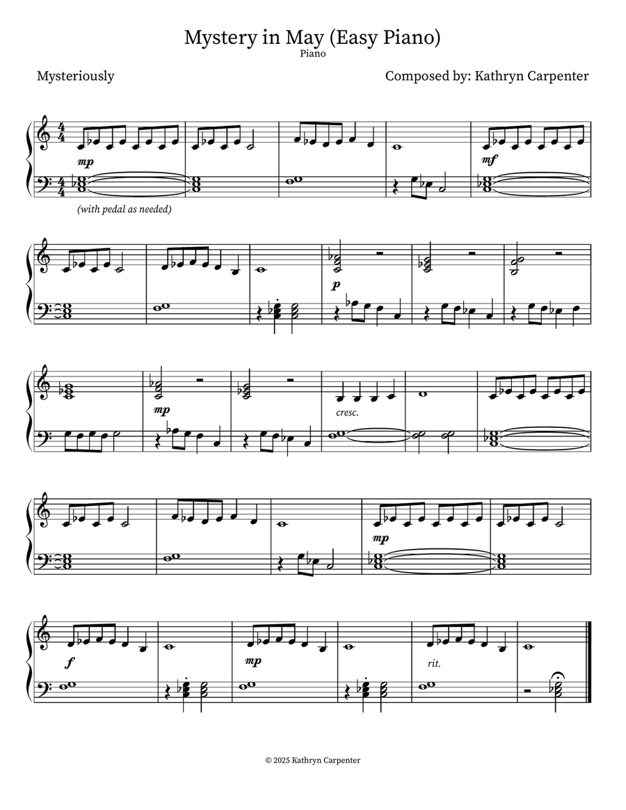 Mystery in May (Easy Piano) Easy Piano scores gallery preview page 1