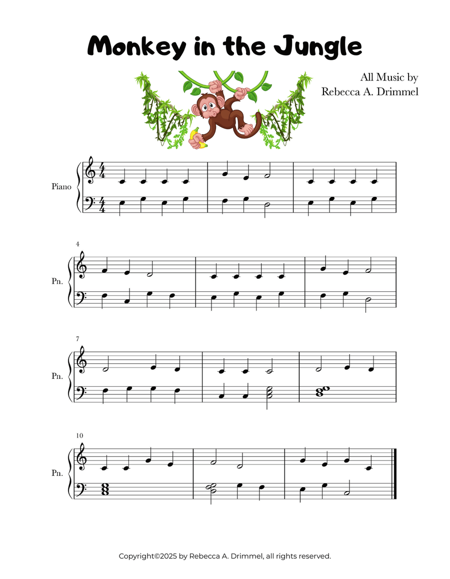 Monkey in the Jungle Monkey in the Jungle Easy Piano scores gallery preview page 1