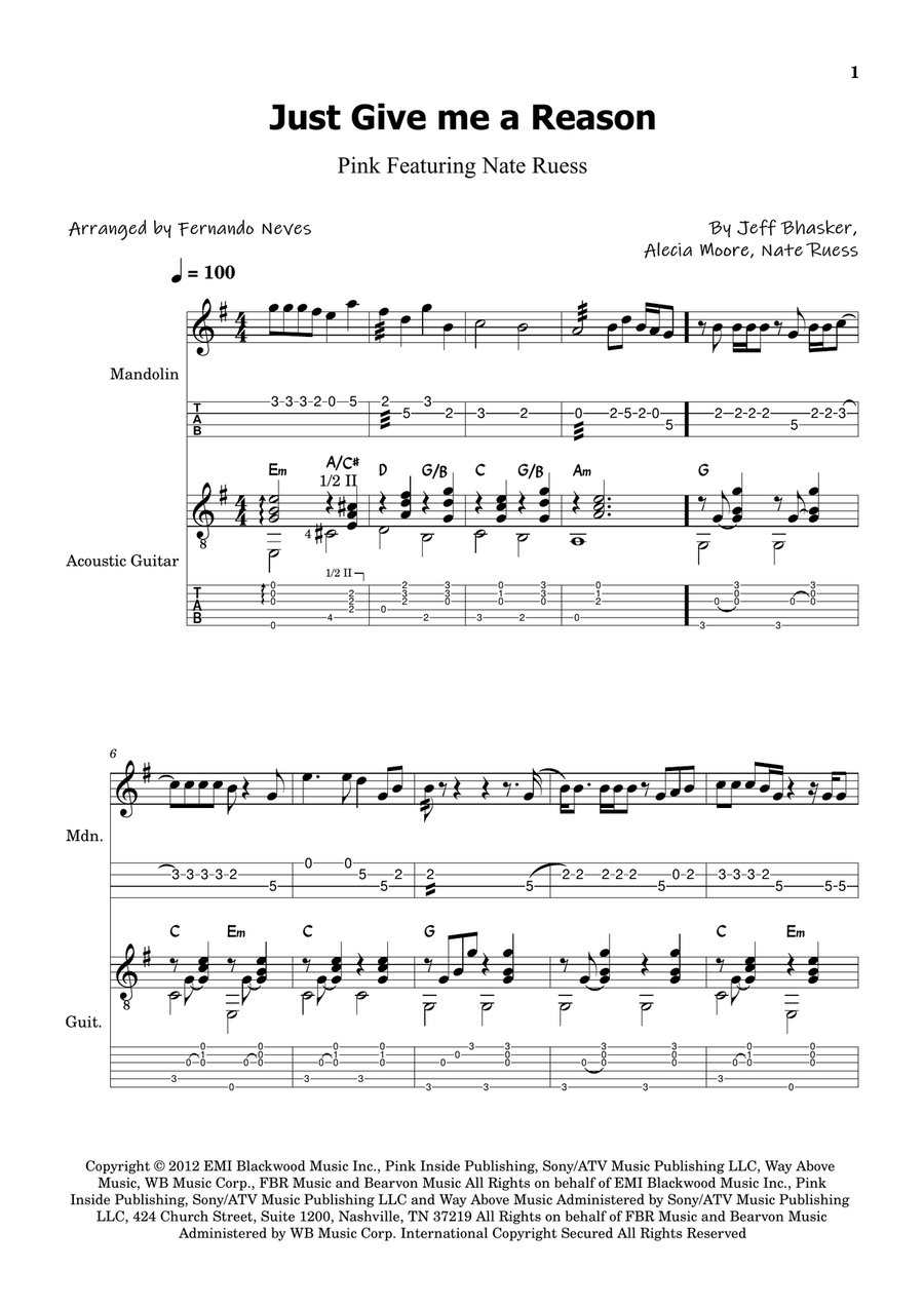 Just Give Me A Reason Chamber Music scores gallery preview page 1