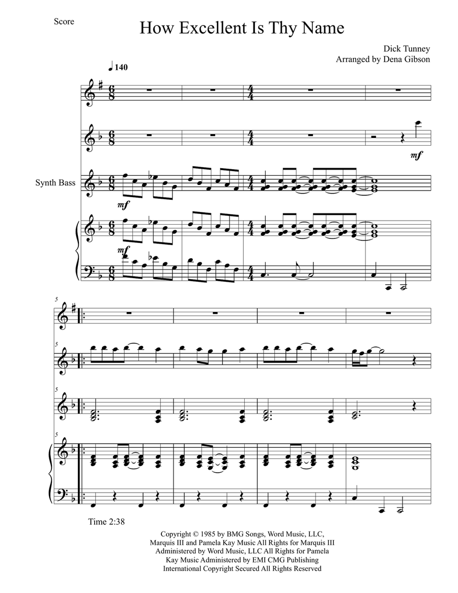 How Excellent Is Thy Name Woodwind Duet scores gallery preview page 1