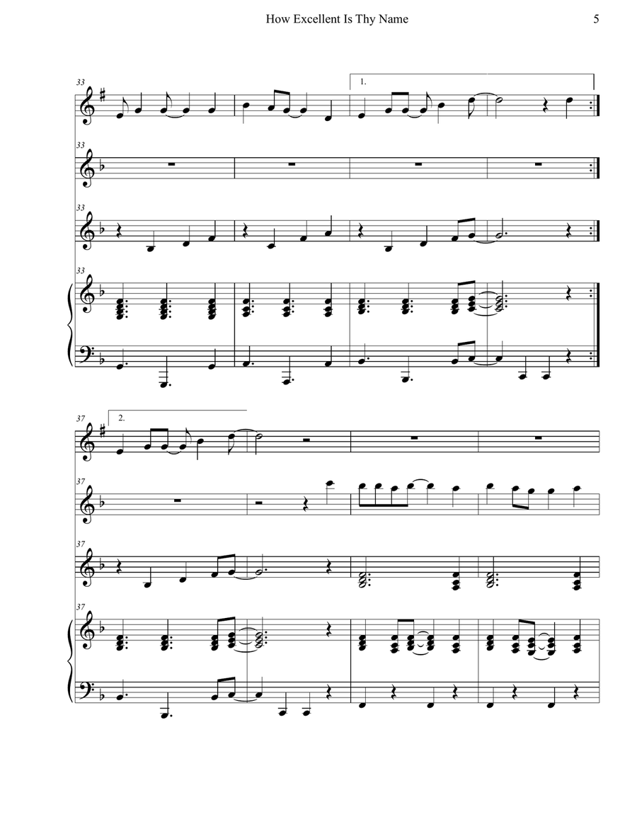 How Excellent Is Thy Name Woodwind Duet scores gallery preview page 5