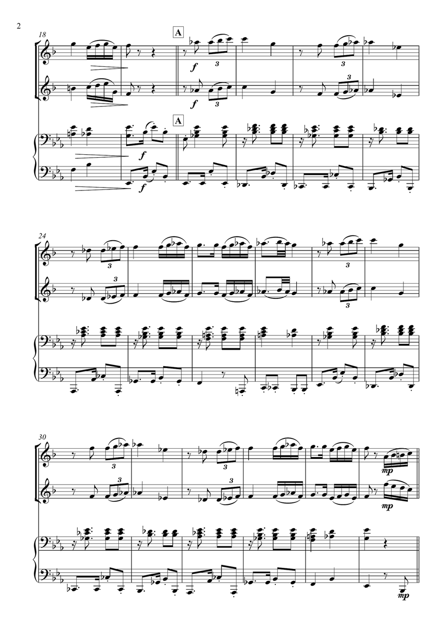 Por una cabeza - 2 Clarinets & Piano Clarinet Duet scores gallery preview page 2
