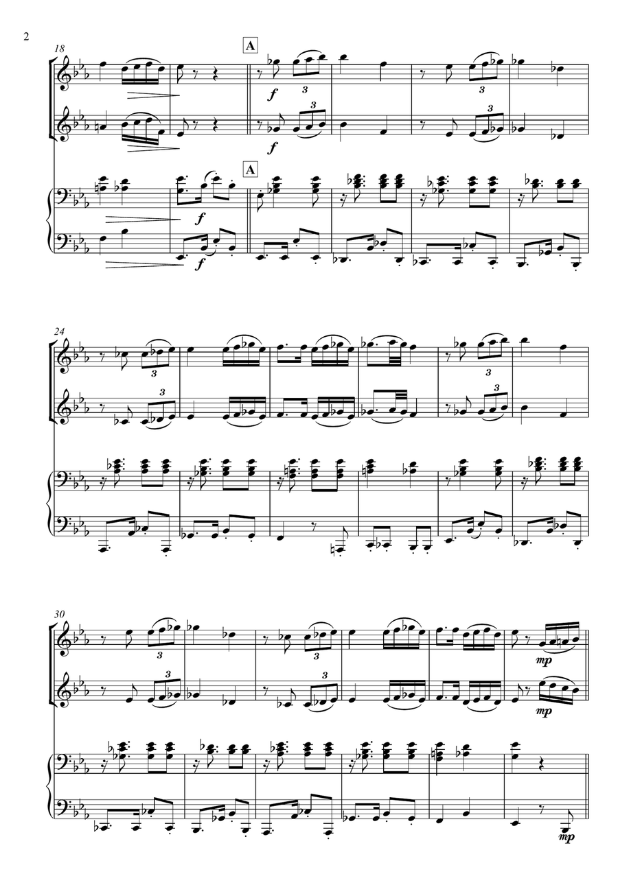Por una cabeza - 2 Violins & Piano String Duet scores gallery preview page 2