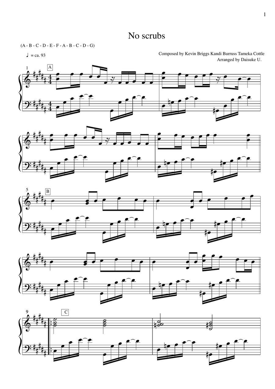 No Scrubs No Scrubs Piano Solo scores gallery preview page 2