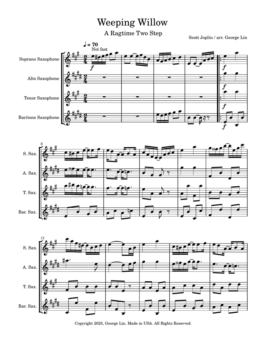 Weeping Willow Weeping Willow Saxophone Quartet scores gallery preview page 1