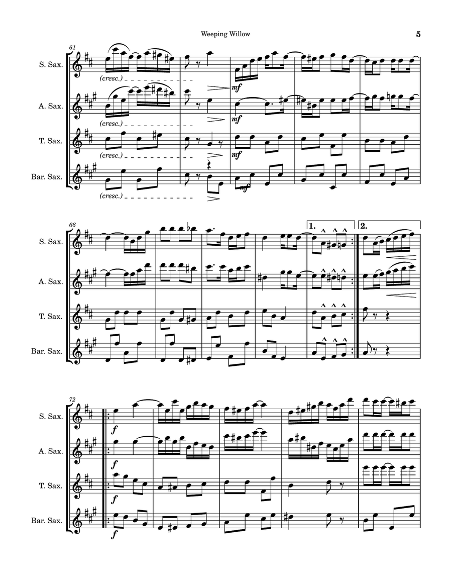 Weeping Willow Weeping Willow Saxophone Quartet scores gallery preview page 5