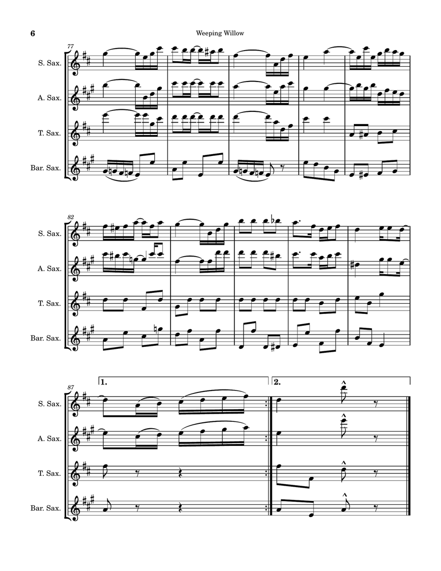 Weeping Willow Weeping Willow Saxophone Quartet scores gallery preview page 6