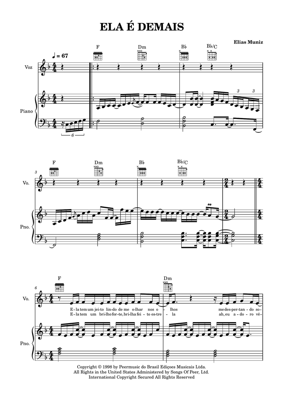 Ela É Demais Ela É Demais Piano, Vocal scores gallery preview page 1