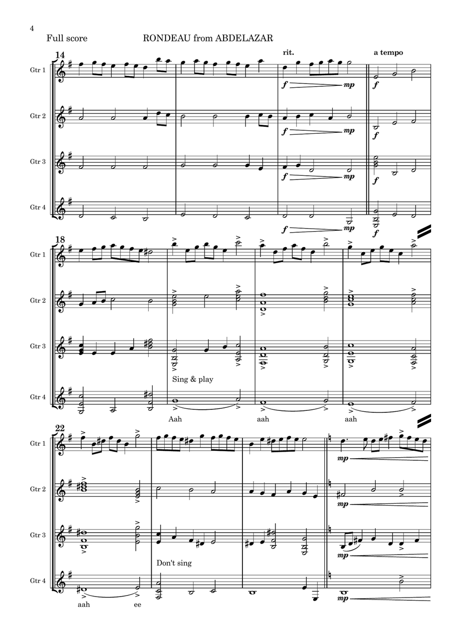RONDO from ABDELAZAR SUITE for GUITAR ENSEMBLE Guitar Ensemble scores gallery preview page 4