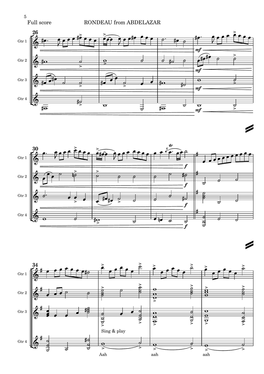 RONDO from ABDELAZAR SUITE for GUITAR ENSEMBLE Guitar Ensemble scores gallery preview page 5