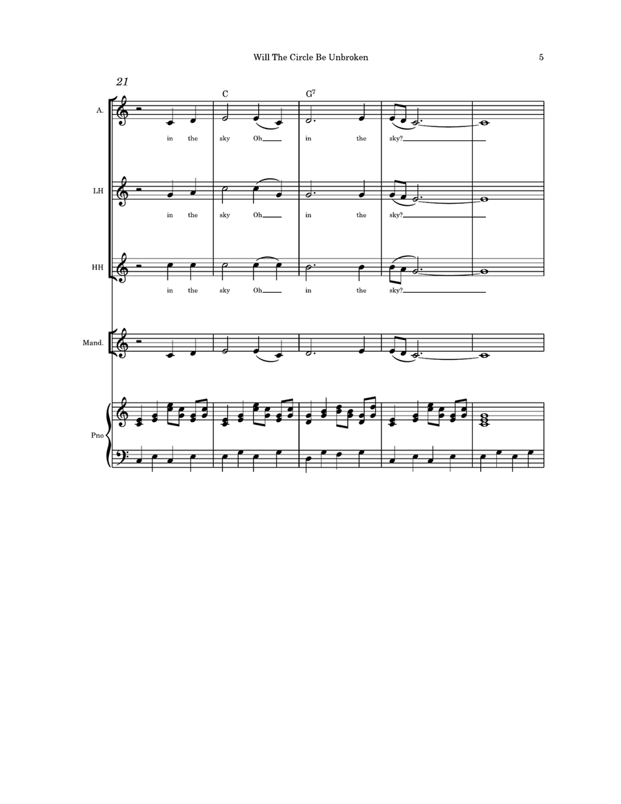 Will the Circle Be Unbroken - trio optional mandolin and Piano Small Ensemble scores gallery preview page 5
