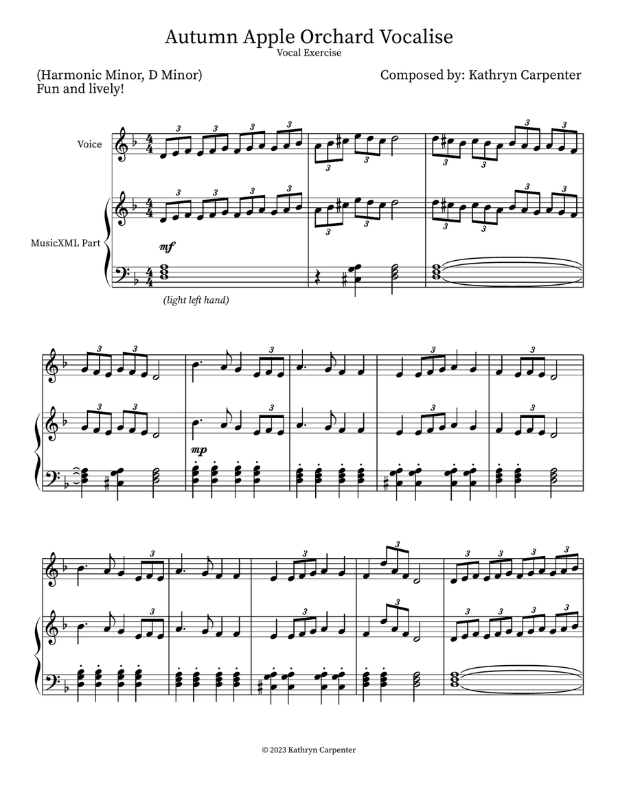 Autumn Apple Orchard Vocalise Unison Choir scores gallery preview page 1