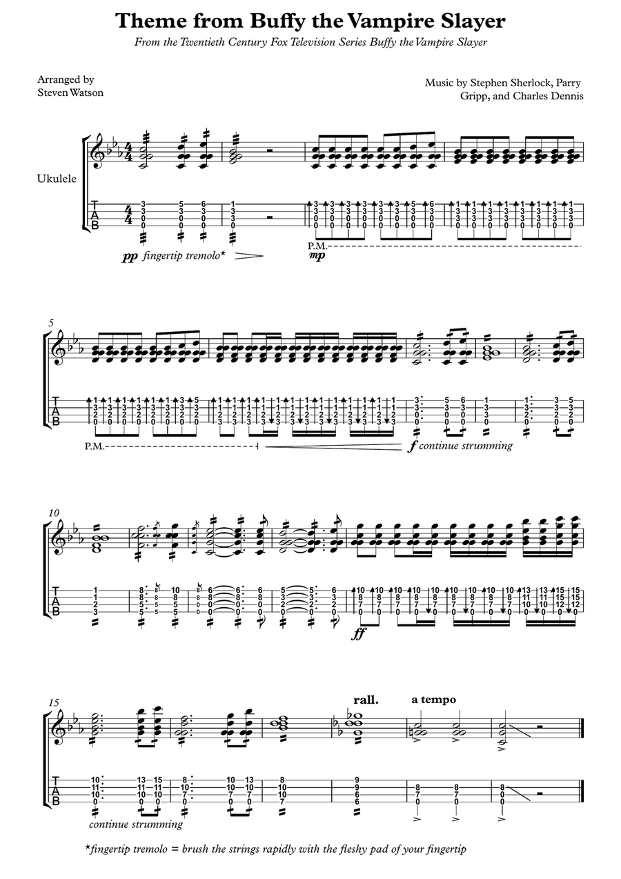 Theme From Buffy The Vampire Slayer Ukulele scores gallery preview page 1