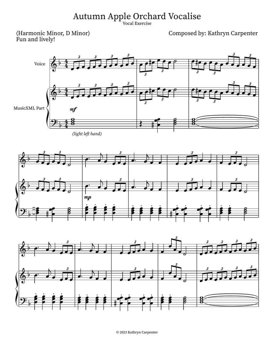 Autumn Apple Orchard Vocalise Piano, Vocal scores gallery preview page 1