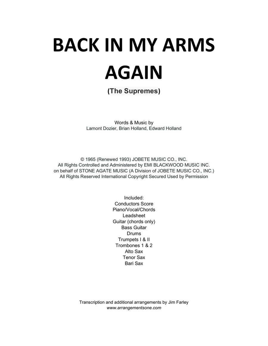 Back In My Arms Again Large Ensemble scores gallery preview page 1