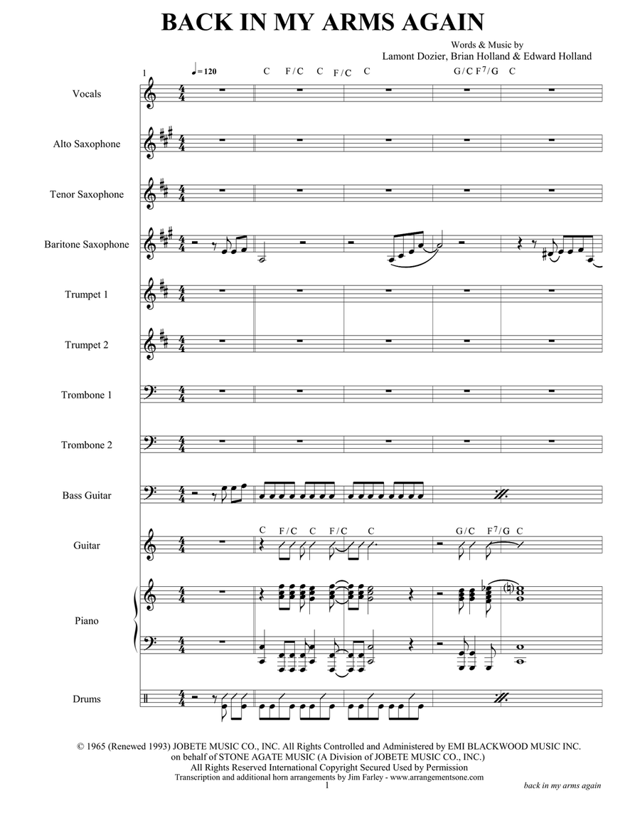 Back In My Arms Again Large Ensemble scores gallery preview page 3