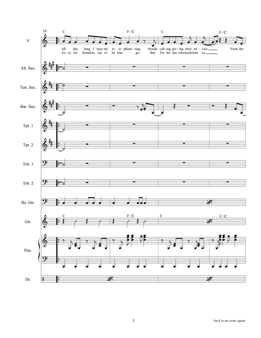 Back In My Arms Again Large Ensemble scores gallery preview page 5