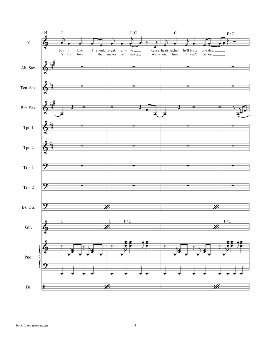 Back In My Arms Again Large Ensemble scores gallery preview page 6