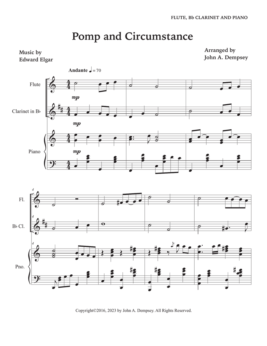 Pomp and Circumstance (Trio for Flute, Clarinet and Piano) Small Ensemble scores gallery preview page 5
