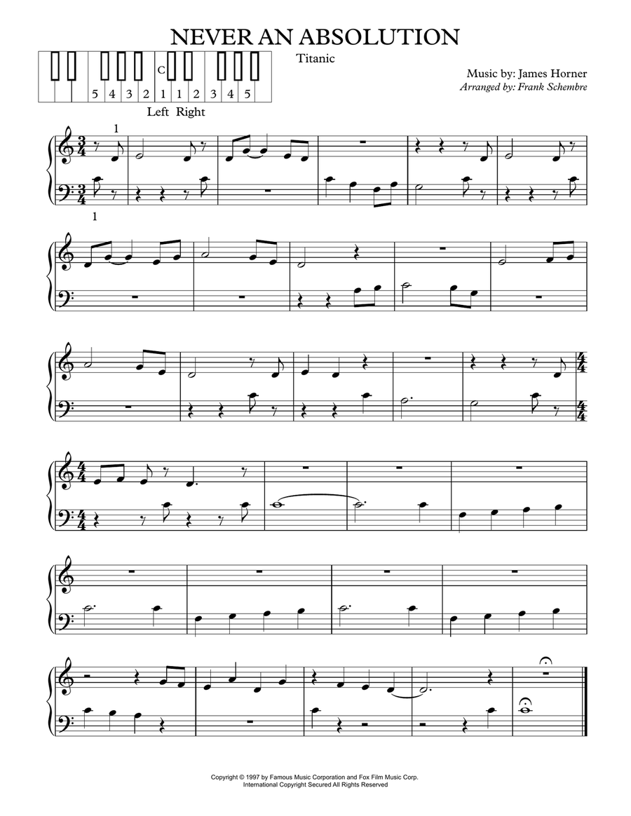 Never An Absolution Never An Absolution Easy Piano scores gallery preview page 1