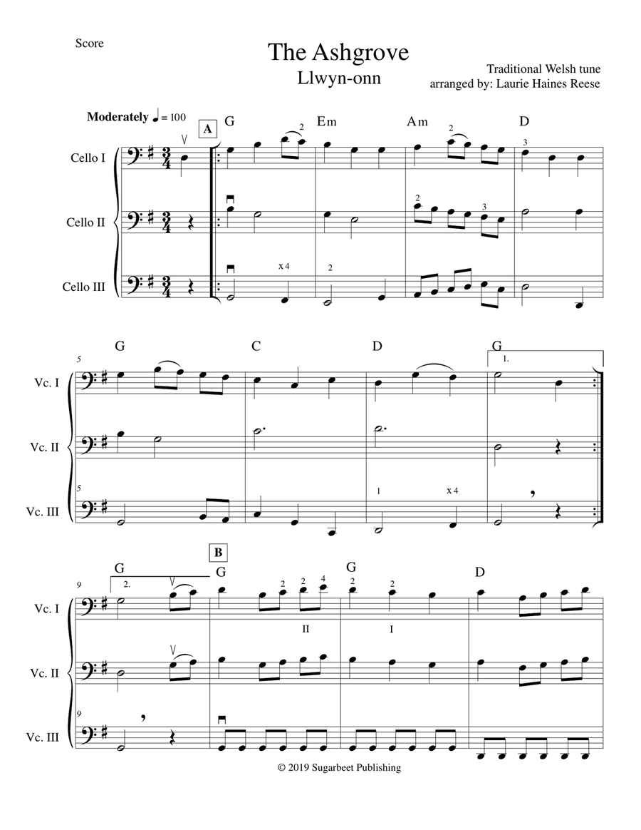 The Ashgrove for 3 Cellos String Trio scores gallery preview page 1