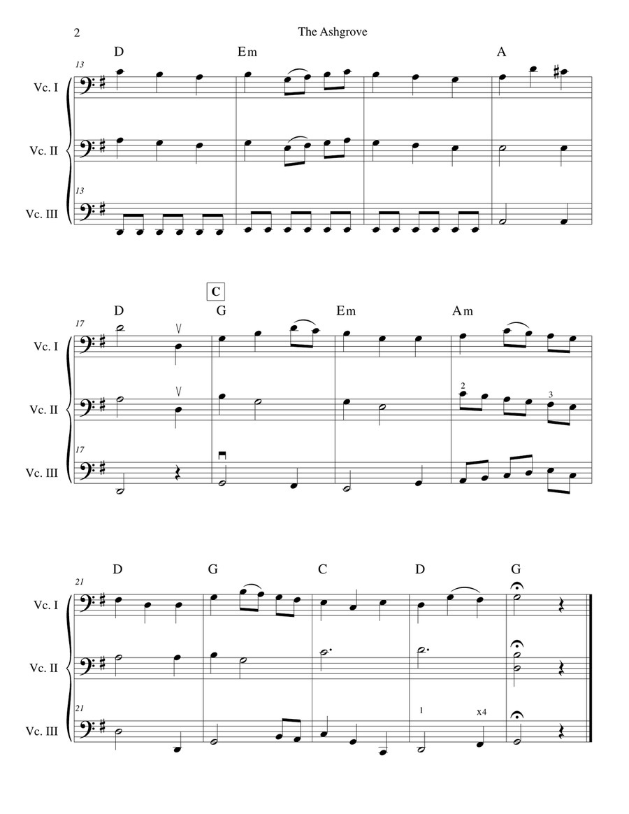 The Ashgrove for 3 Cellos String Trio scores gallery preview page 2