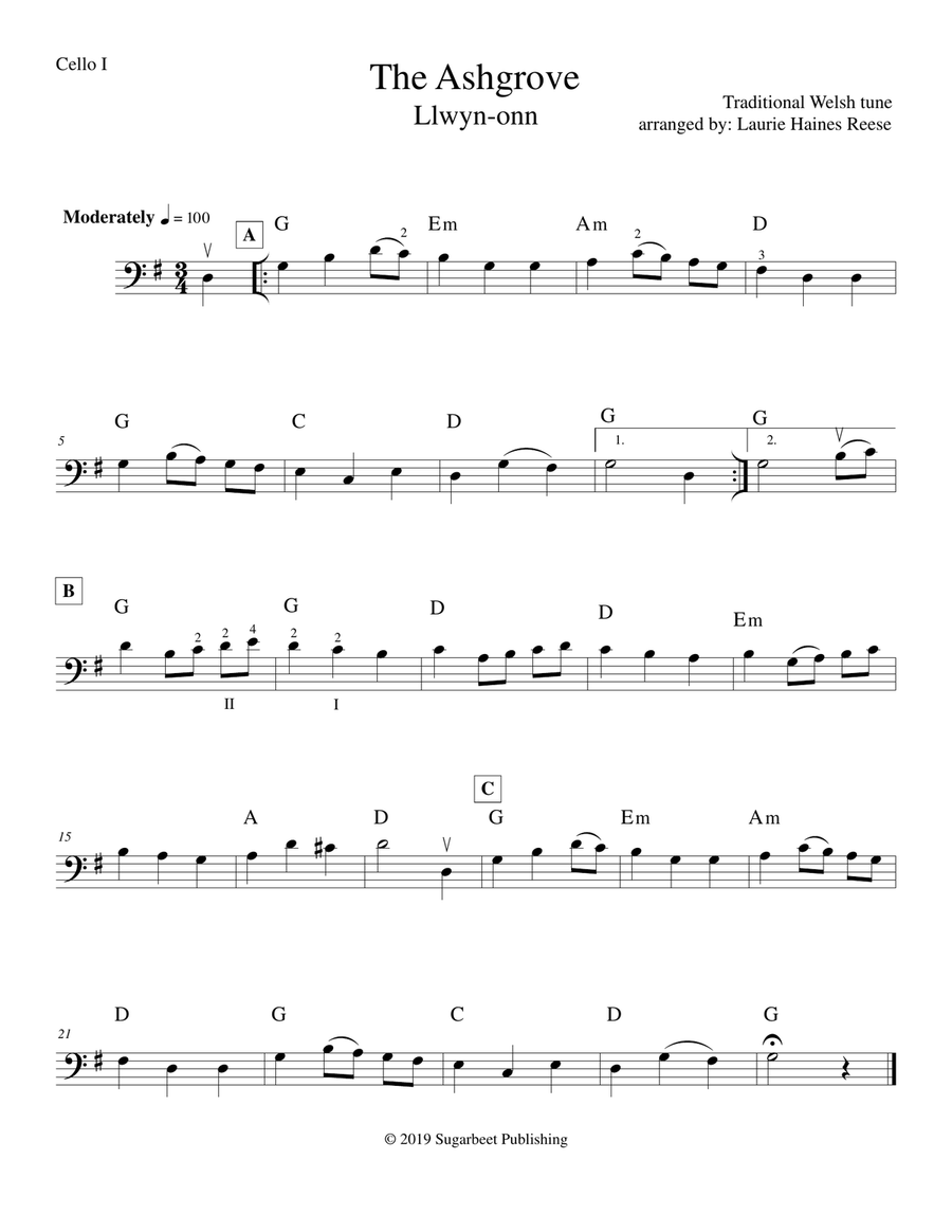 The Ashgrove for 3 Cellos String Trio scores gallery preview page 3