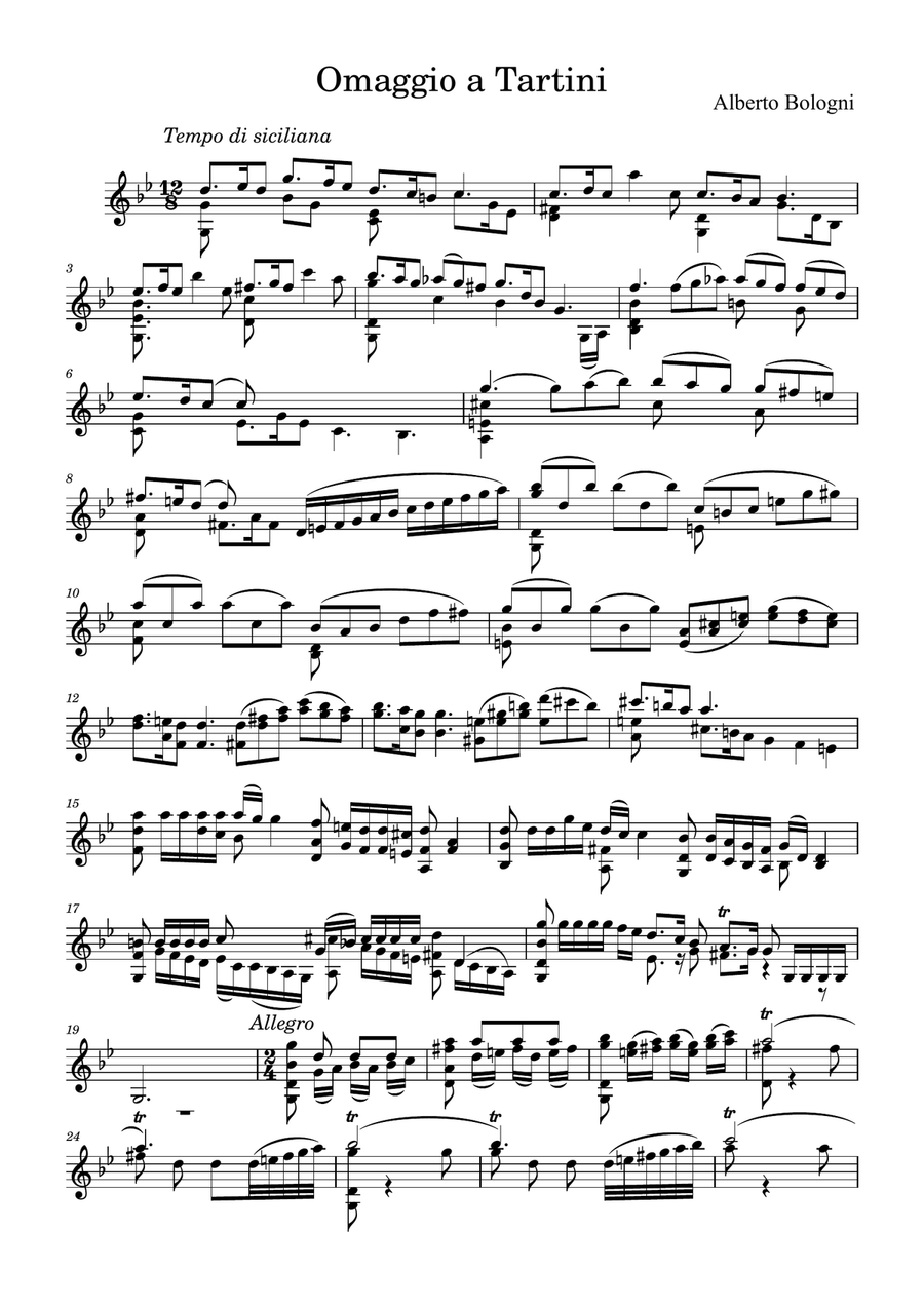 Omaggio a Tartini/A tribute to Tartini Violin Solo scores gallery preview page 1