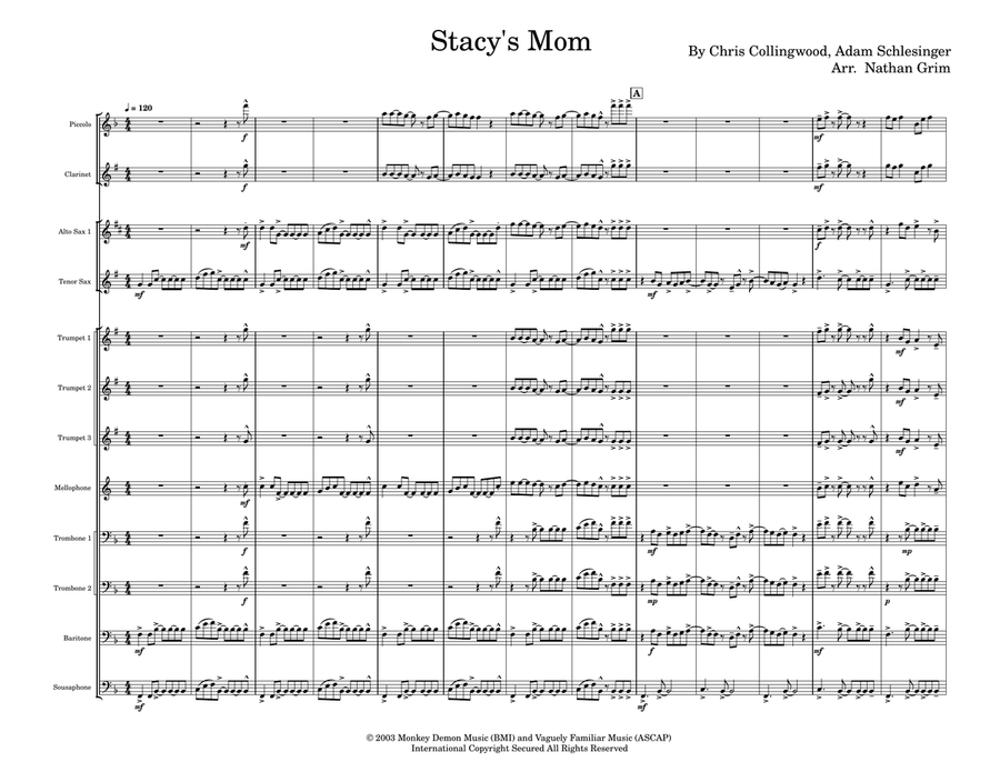 Stacy's Mom Stacy's Mom Marching Band scores gallery preview page 1