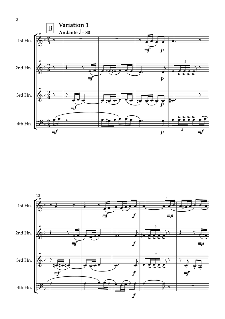 May The Force Be With You - Variations for Horn Quartet in F French Horn Quartet scores gallery preview page 2