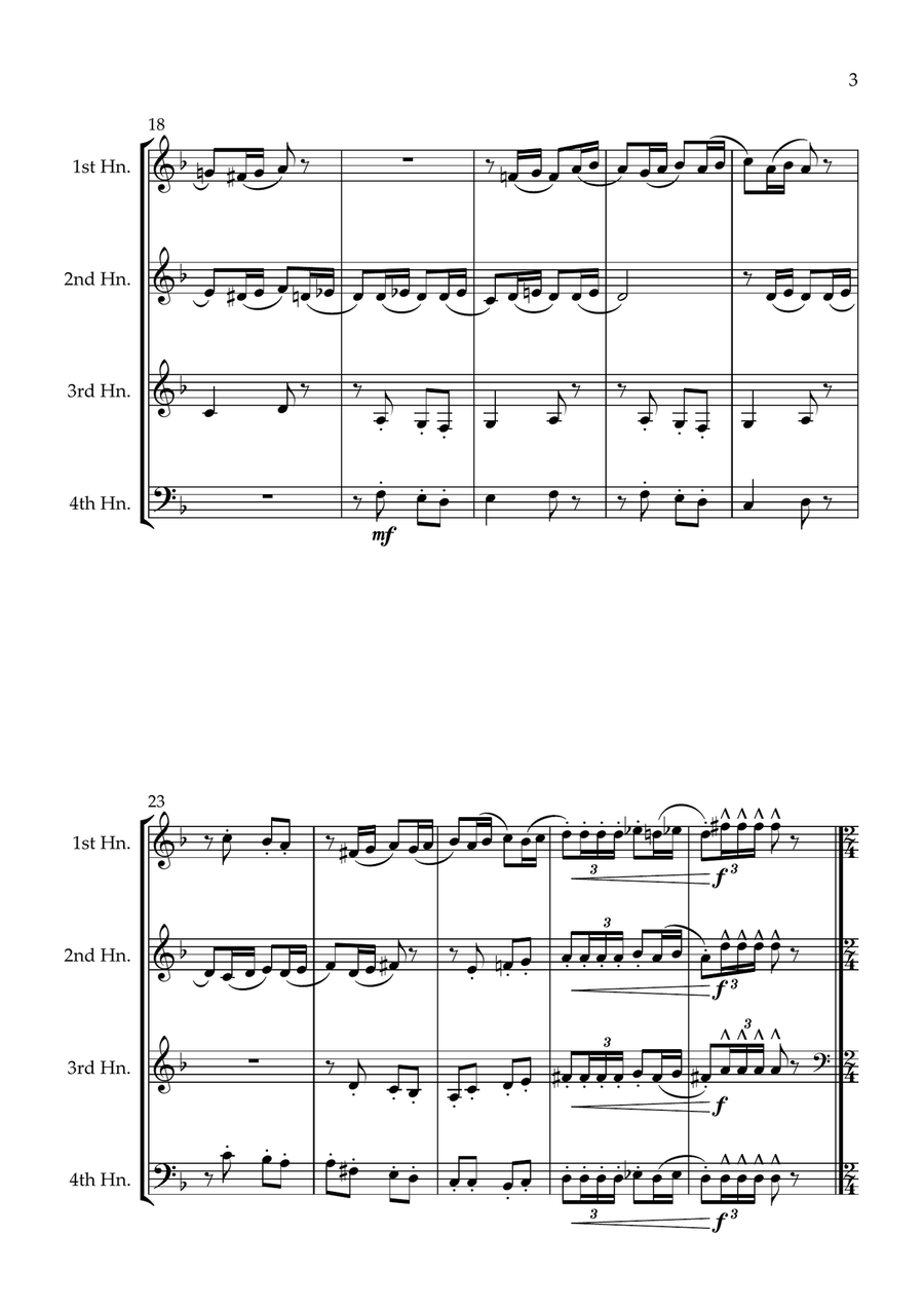 May The Force Be With You - Variations for Horn Quartet in F French Horn Quartet scores gallery preview page 3