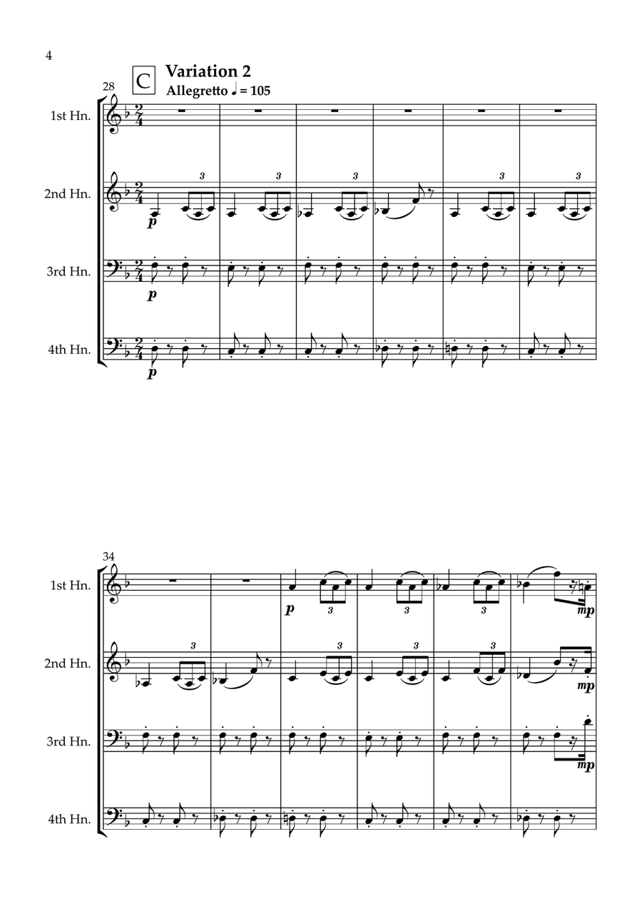 May The Force Be With You - Variations for Horn Quartet in F French Horn Quartet scores gallery preview page 4