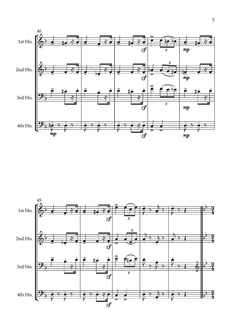 May The Force Be With You - Variations for Horn Quartet in F French Horn Quartet scores gallery preview page 5