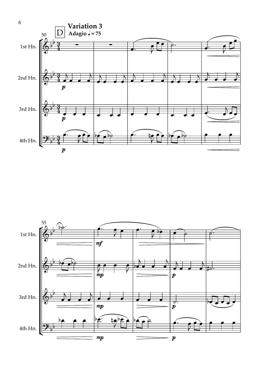 May The Force Be With You - Variations for Horn Quartet in F French Horn Quartet scores gallery preview page 6