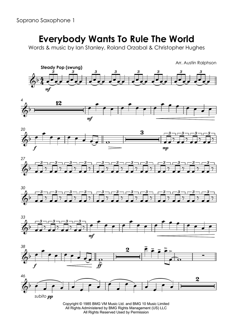 Everybody Wants To Rule The World Woodwind Ensemble scores gallery preview page 3