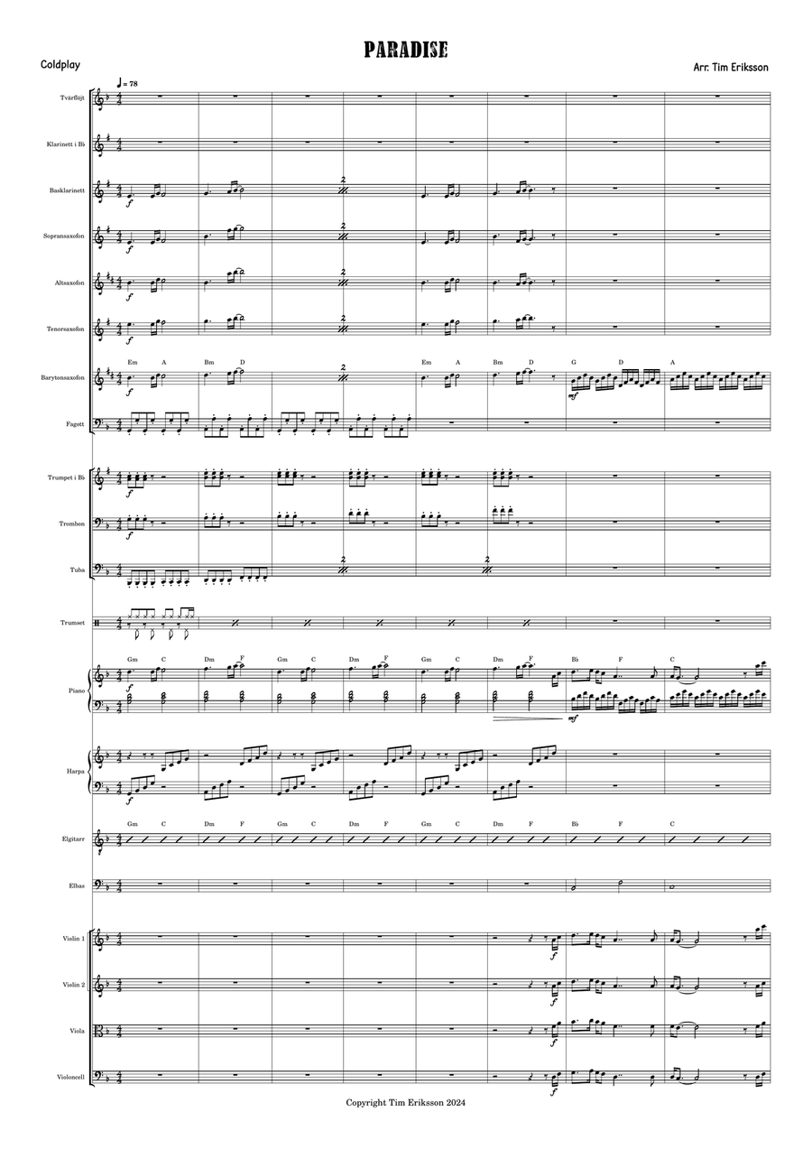 Paradise Paradise Full Orchestra scores gallery preview page 1